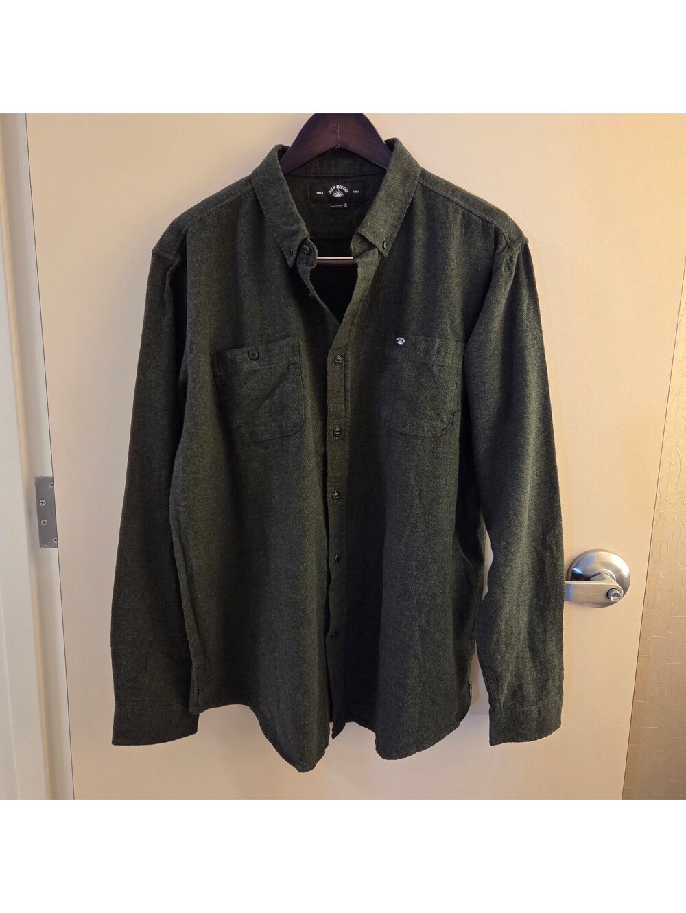 Sun Diego Boardshop Men's XL Olive Green Flannel Button Down Shirt Surf Skate